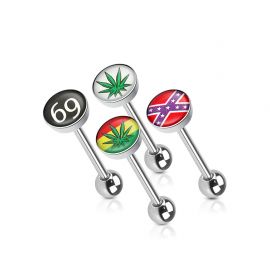 Lot de 4 Piercing langue Logos Cannabis