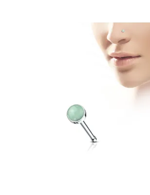 Piercing nez tige droite pierre jade verte
