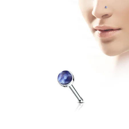 Piercing nez tige droite pierre sodalite