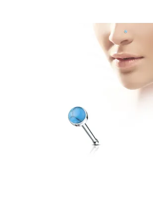 Piercing nez tige droite pierre turquoise