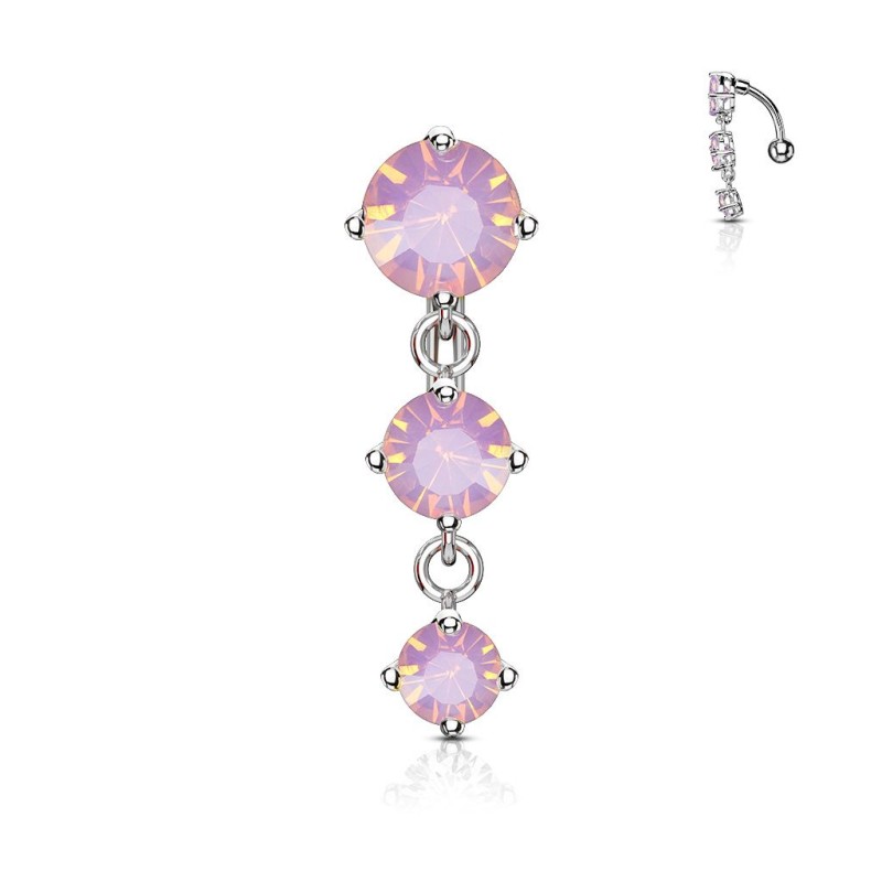 Piercing Nombril Inversé 14G Acier 316L - Bijou Fleur Avec CZ - Longueur 12mm - Pour Femme