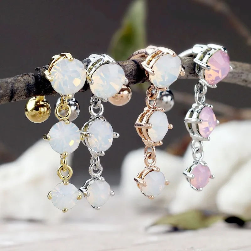 OUFER Piercing De Nombril Inversé En Acier Chirurgical 316L Avec Zircone Cubique Transparente 14 G, 14G10mm, Acier Inoxydable, Zircon Cubique