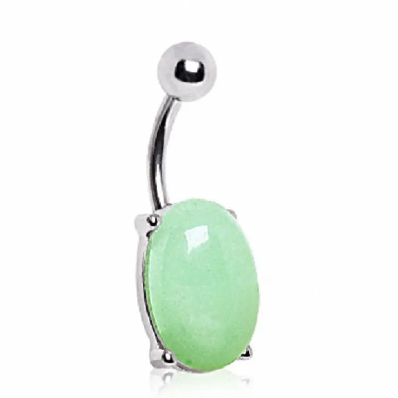 Piercing nombril pierre naturelle jade verte