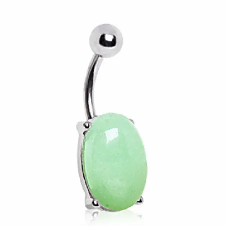 Piercing nombril pierre naturelle jade verte