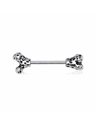 Piercing téton en forme d'os pour chien