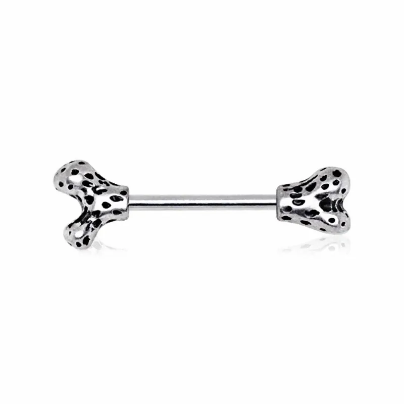 Piercing téton en forme d'os pour chien