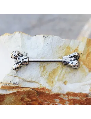 Piercing téton en forme d'os pour chien