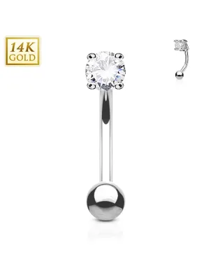 Piercing arcade Or blanc 14K serti d'une pierre Cubic Zirconium