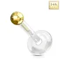 Piercing oreille labret Bioplast + Boule Or jaune 14K véritable