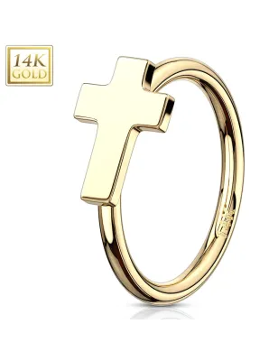 Piercing nez Anneau Or 14 Carats croix