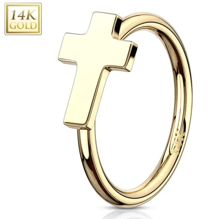 Piercing nez Anneau Or 14 Carats croix