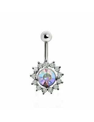 Piercing nombril floral aurore boréale