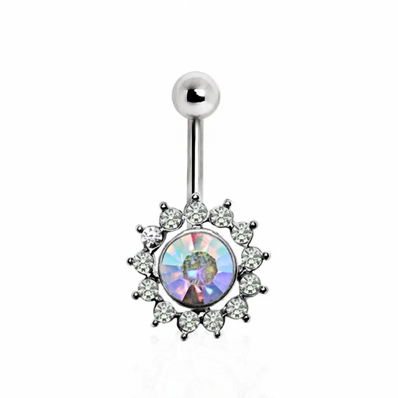 Piercing nombril floral aurore boréale