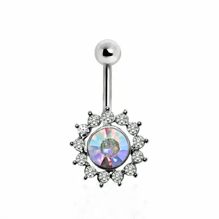 Piercing nombril floral aurore boréale