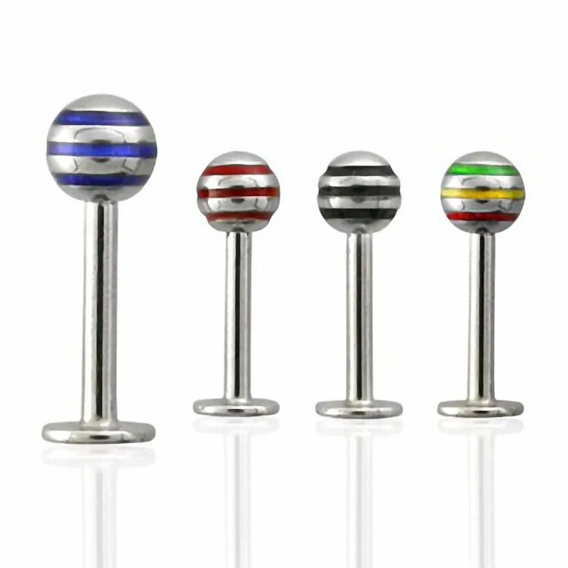 Piercing labret lèvre boule striée