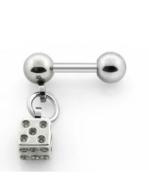 Piercing hélix acier pendentif dé