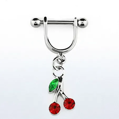 Piercing hélix acier pendentif cerise