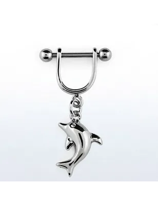 Piercing hélix acier pendentif dauphin