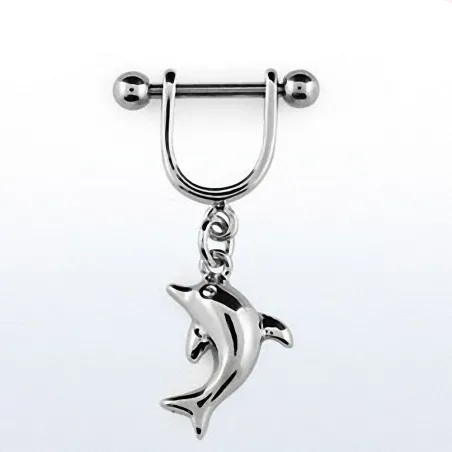 Piercing hélix acier pendentif dauphin