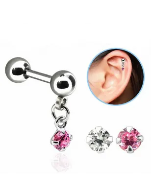 Piercing hélix acier pendentif zircon