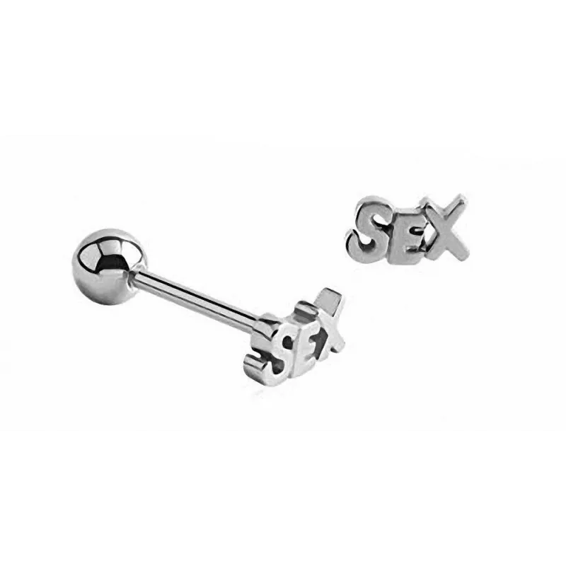 Piercing langue barbell acier SEX