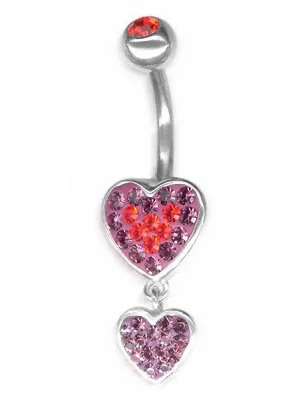 Piercing nombril Crystal Evolution Swarovski Double Coeur