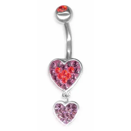 Piercing nombril Crystal Evolution Swarovski Double Coeur