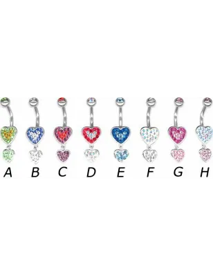 Piercing nombril Crystal Evolution Swarovski Double Coeur