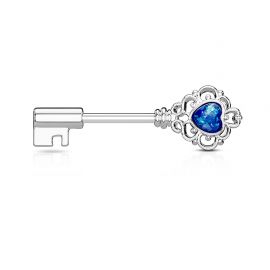 Piercing téton clef vintage opale bleue