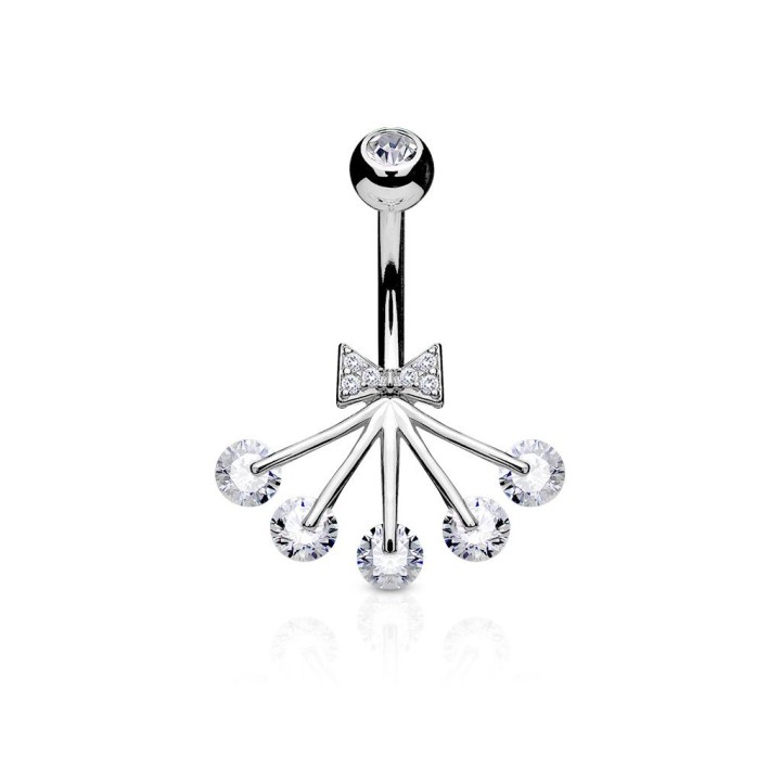Piercing nombril ruban et éventail 5 strass