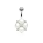 Piercing nombril perles blanches et cristaux