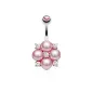 Piercing nombril perles roses et cristaux