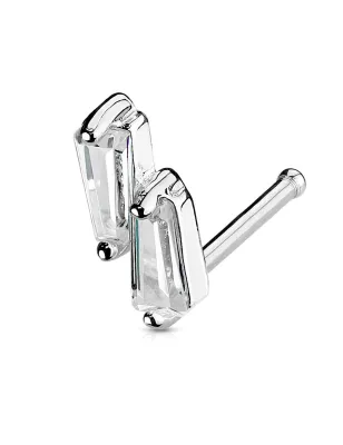 Piercing nez tige droite deux gemmes