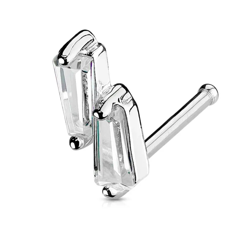 Piercing nez tige droite deux gemmes