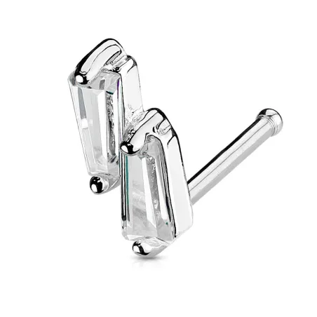 Piercing nez tige droite deux gemmes
