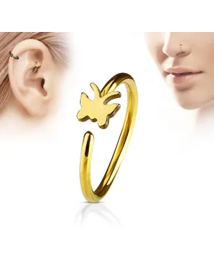 Piercing nez anneau papillon doré