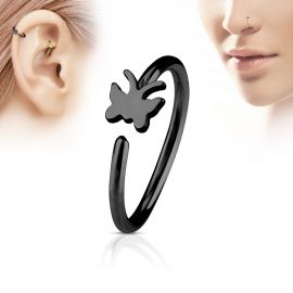 Piercing nez anneau papillon noir