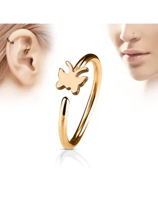 Piercing nez anneau papillon or rose