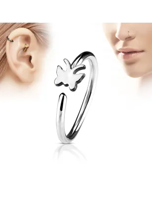 Piercing nez anneau papillon argenté