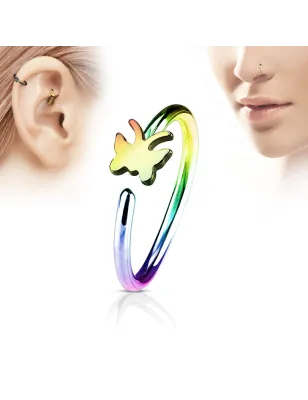 Piercing nez anneau papillon multicolore
