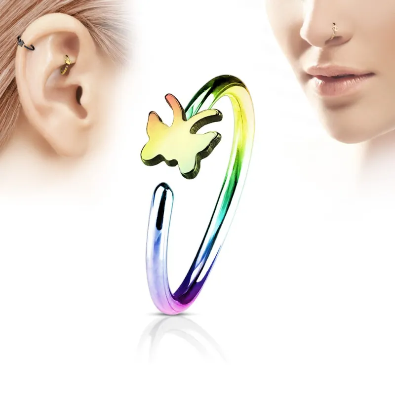 Piercing nez anneau papillon multicolore