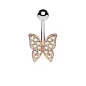 Piercing nombril papillon or rose strass aurore boréale
