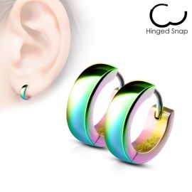 Paire Boucles d'oreille homme anneaux acier multicolore