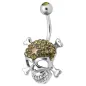 Piercing nombril Crystal Evolution Swarovski Crâne avec os Vert