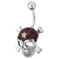 Piercing nombril Crystal Evolution Swarovski Crâne avec os Rouge