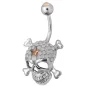 Piercing nombril Crystal Evolution Swarovski Crâne avec os Blanc