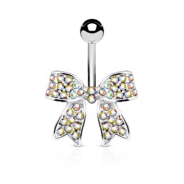 Piercing nombril ruban cristaux aurore boréale