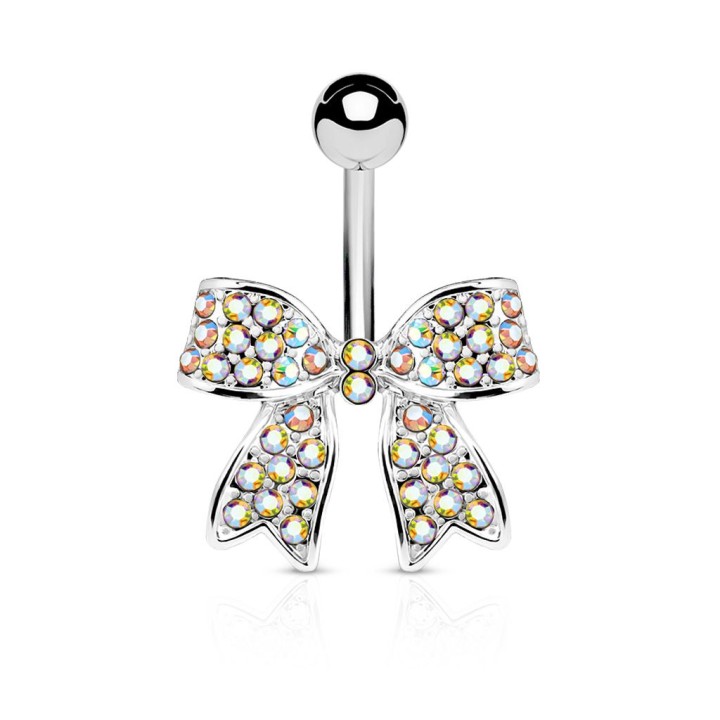 Piercing nombril ruban cristaux aurore boréale