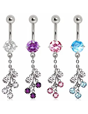 Piercing nombril fleur de vigne zircon