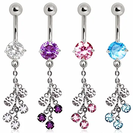 Piercing nombril fleur de vigne zircon
